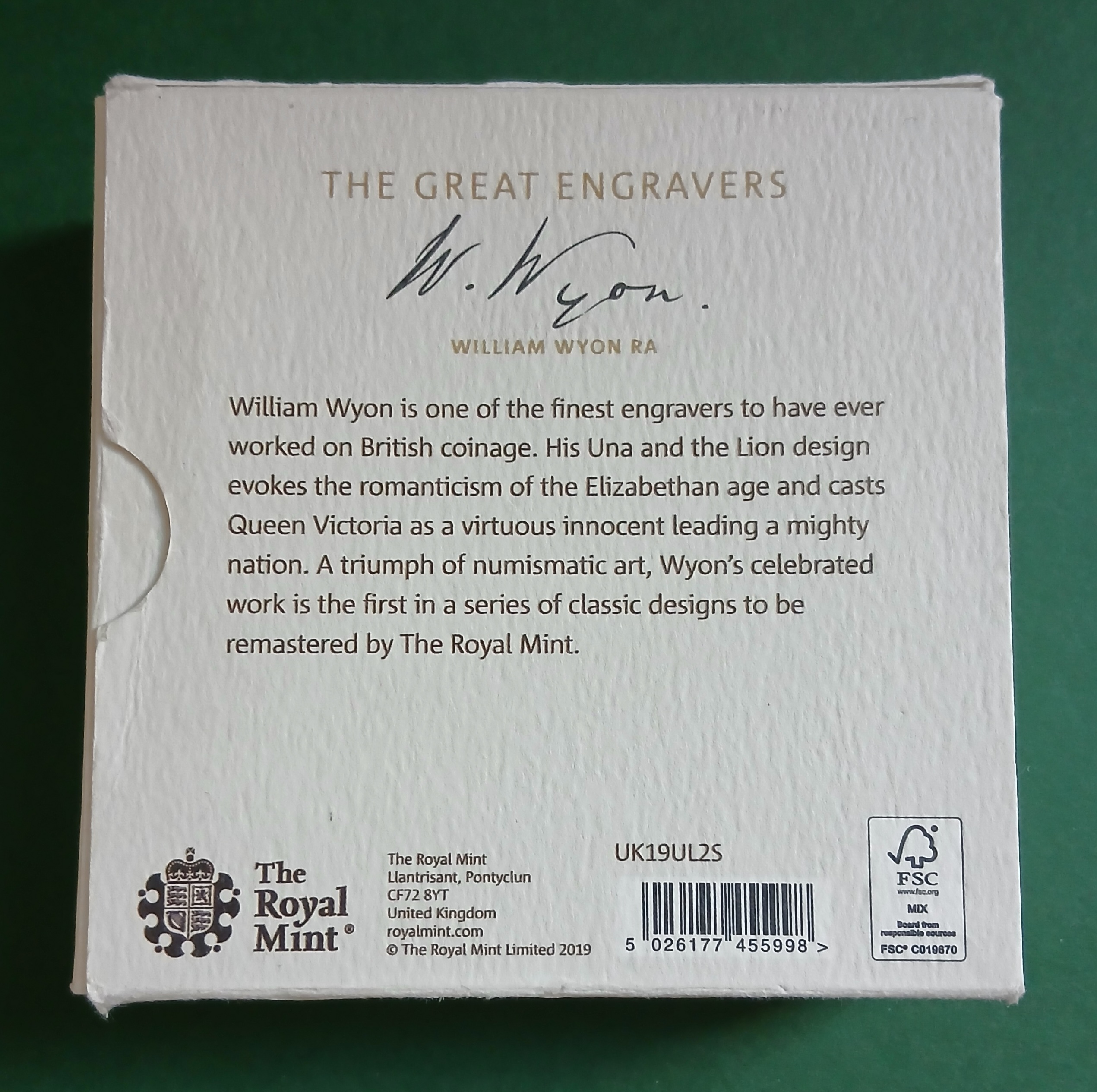 2019 2oz Silver Proof The Great Engravers William Wyon (#351)