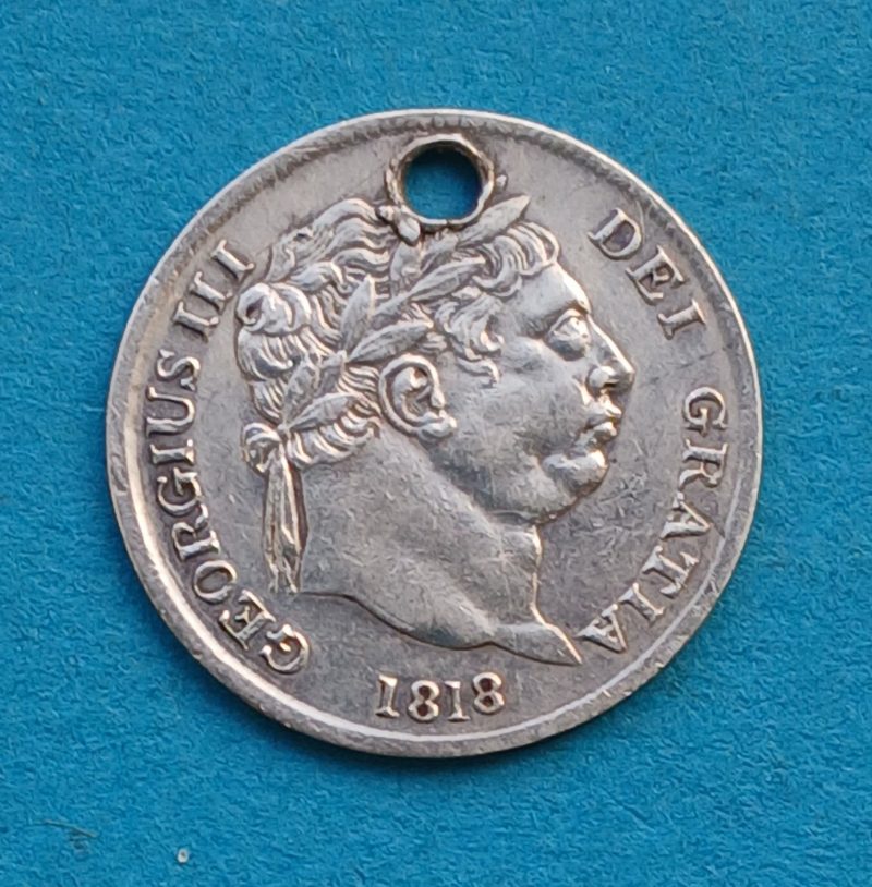 1818 George III Fourpence 4d Maundy Coin Holed (#489)
