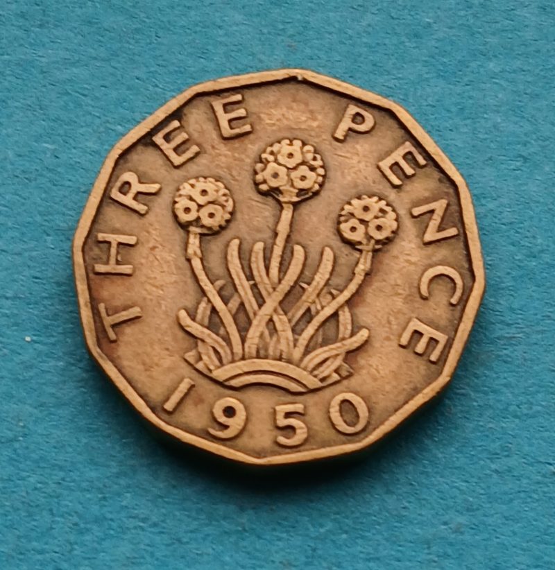 1950 Threepence George VI Scarce (#527)