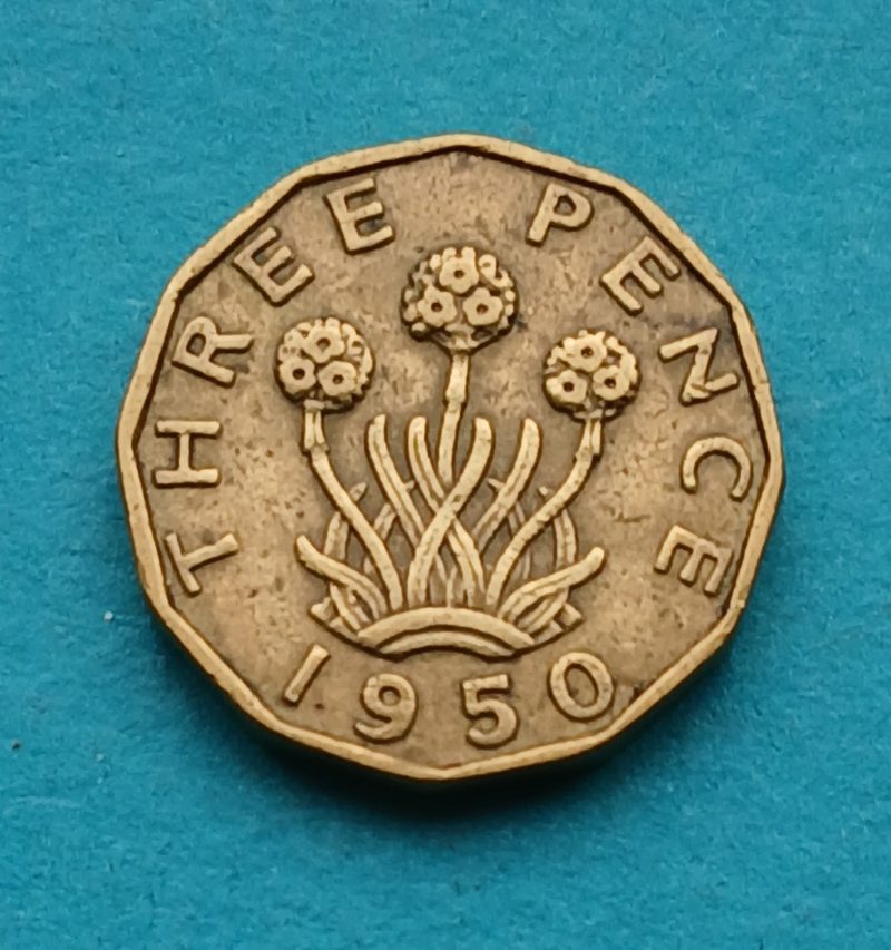 1950 Threepence George VI Scarce (#528)